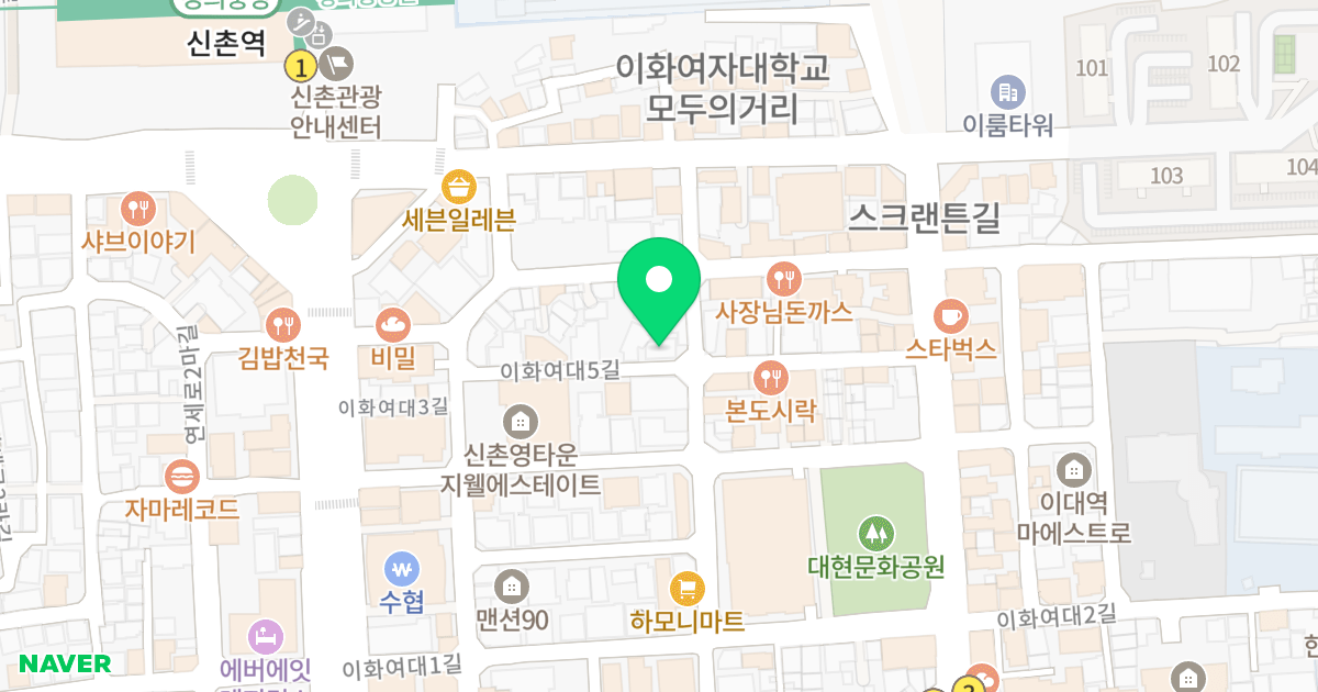 에스엠피렌체 위치 지도 - 서울특별시 서울특별시 서대문구 대현동 37-48
