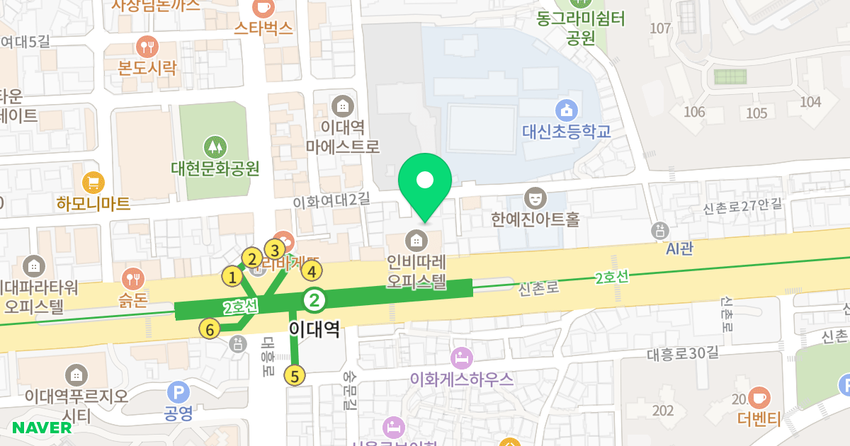 이화인비따레오피스텔 위치 지도 - 서울특별시 서울특별시 서대문구 대현동 45-5