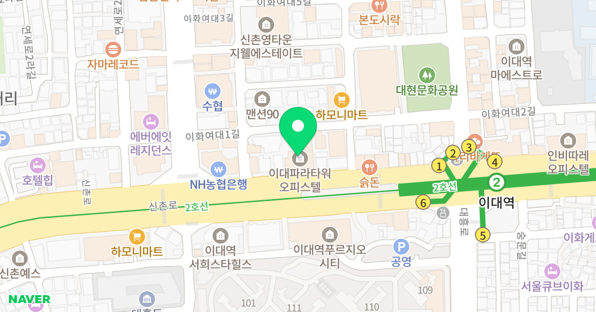 파라타워 위치 지도 - 서울특별시 서울특별시 서대문구 대현동 90-70