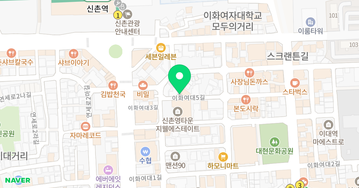 더펜타 위치 지도 - 서울특별시 서울특별시 서대문구 대현동 37-66