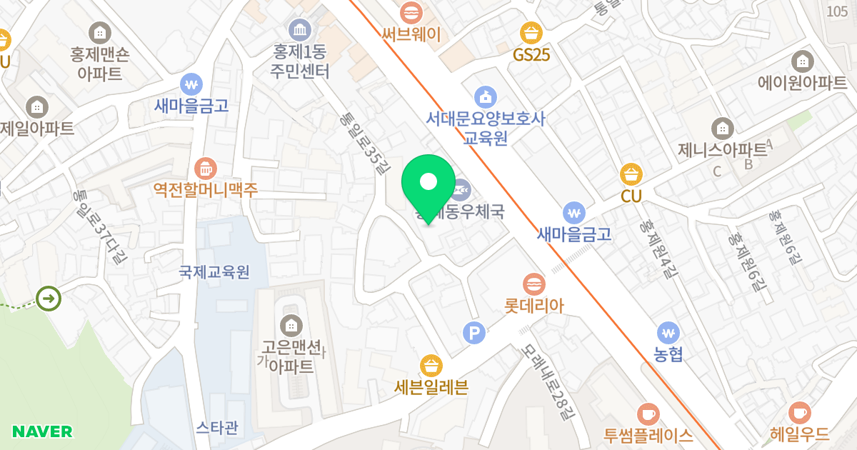 제니스 위치 지도 - 서울특별시 서울특별시 서대문구 홍제동 158-11