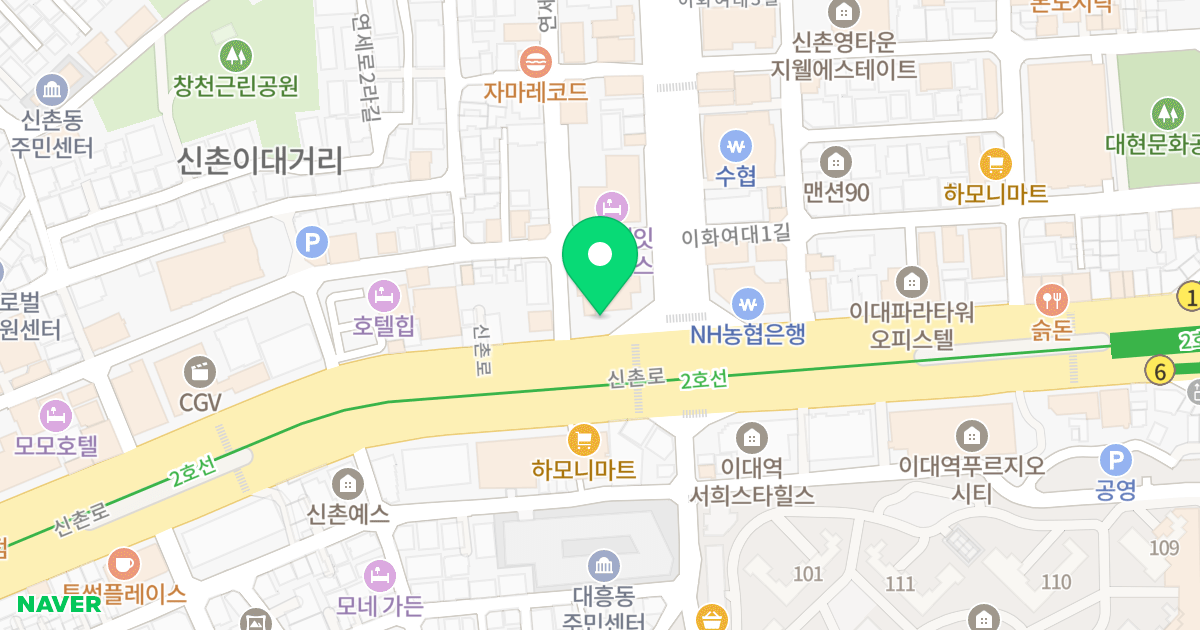 신촌자이엘라 위치 지도 - 서울특별시 서울특별시 서대문구 대현동 104-36