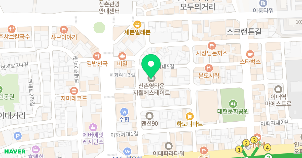 영타운 지웰 에스테이트 위치 지도 - 서울특별시 서울특별시 서대문구 대현동 37-32
