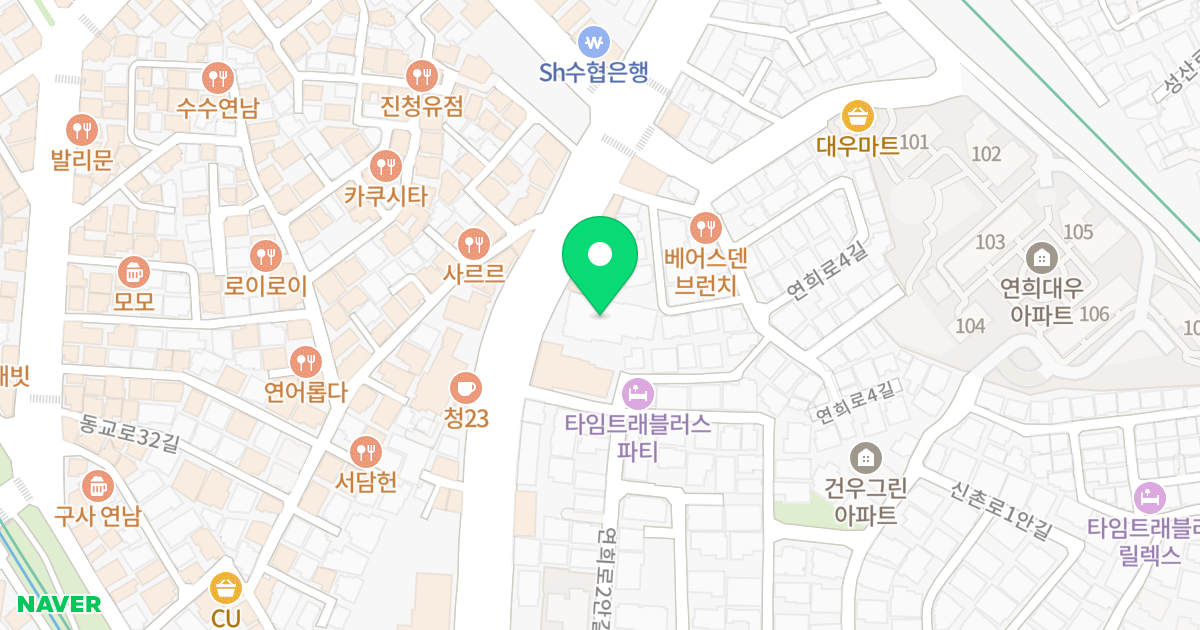 홍익사랑 위치 지도 - 서울특별시 서울특별시 서대문구 창천동 490