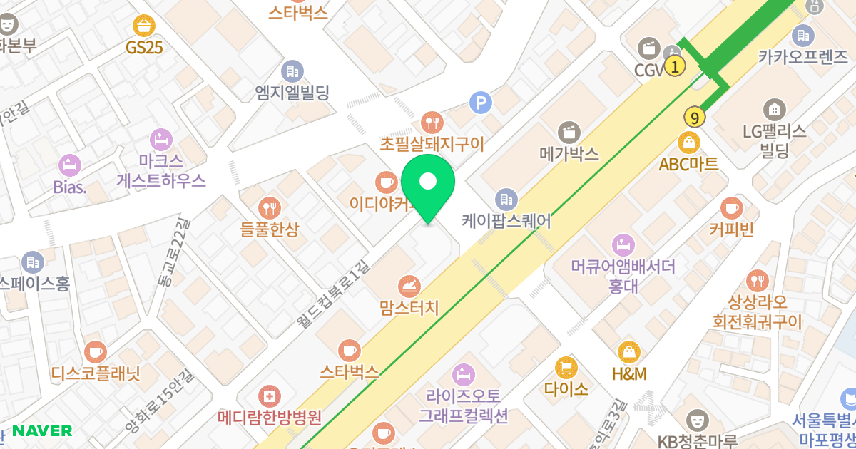 서교타워 위치 지도 - 서울특별시 서울특별시 마포구 서교동 353-1