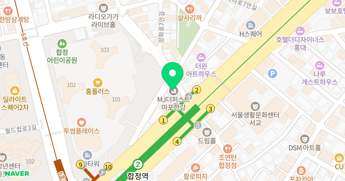 엠제이 더퍼스트 마포한강 위치 지도 - 서울특별시 서울특별시 마포구 서교동 393-1
