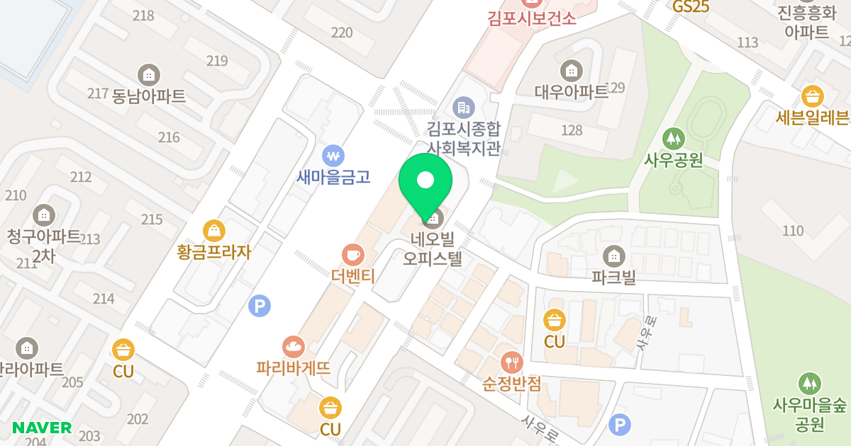 네오빌 오피스텔 위치 지도 - 경기도 김포시 사우중로74번길 43