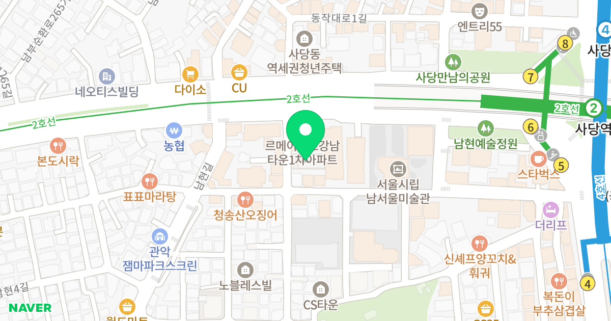 프론티아 오피스텔 위치 지도 - 서울특별시 관악구 남부순환로272길 9