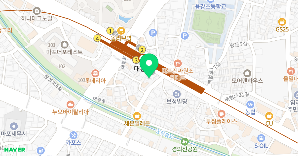 원흥빌딩 위치 지도 - 서울특별시 서울특별시 마포구 대흥동 260