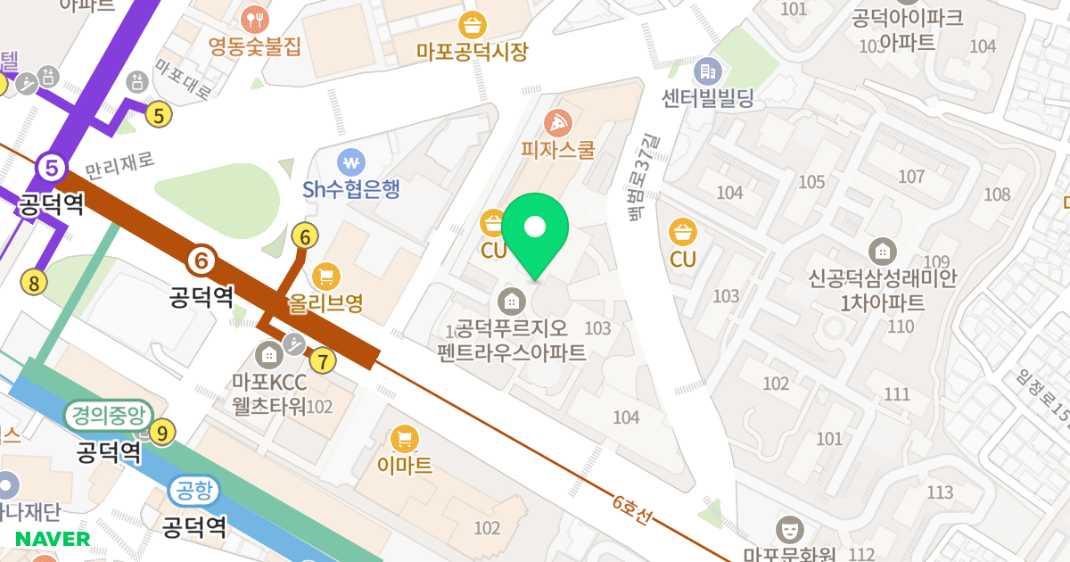 펜트라우스 위치 지도 - 서울특별시 서울특별시 마포구 신공덕동 172