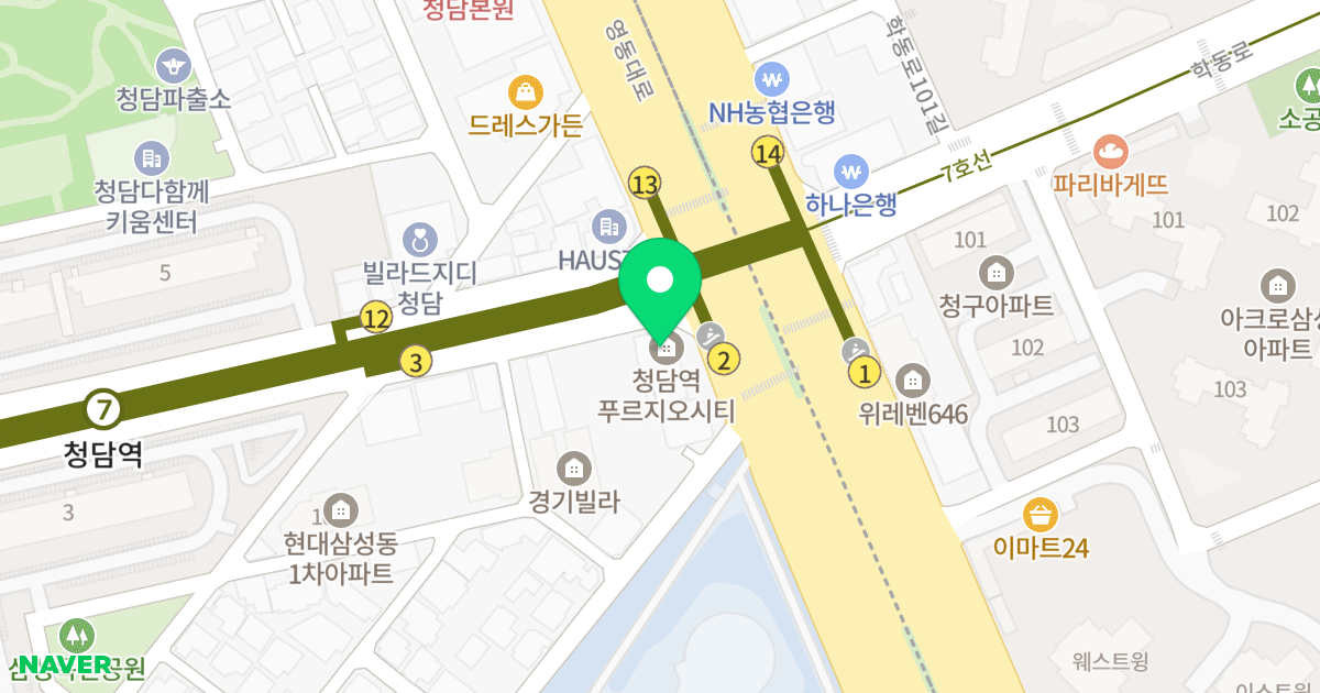 청담역 푸르지오시티 위치 지도 - 서울특별시 강남구 영동대로 647