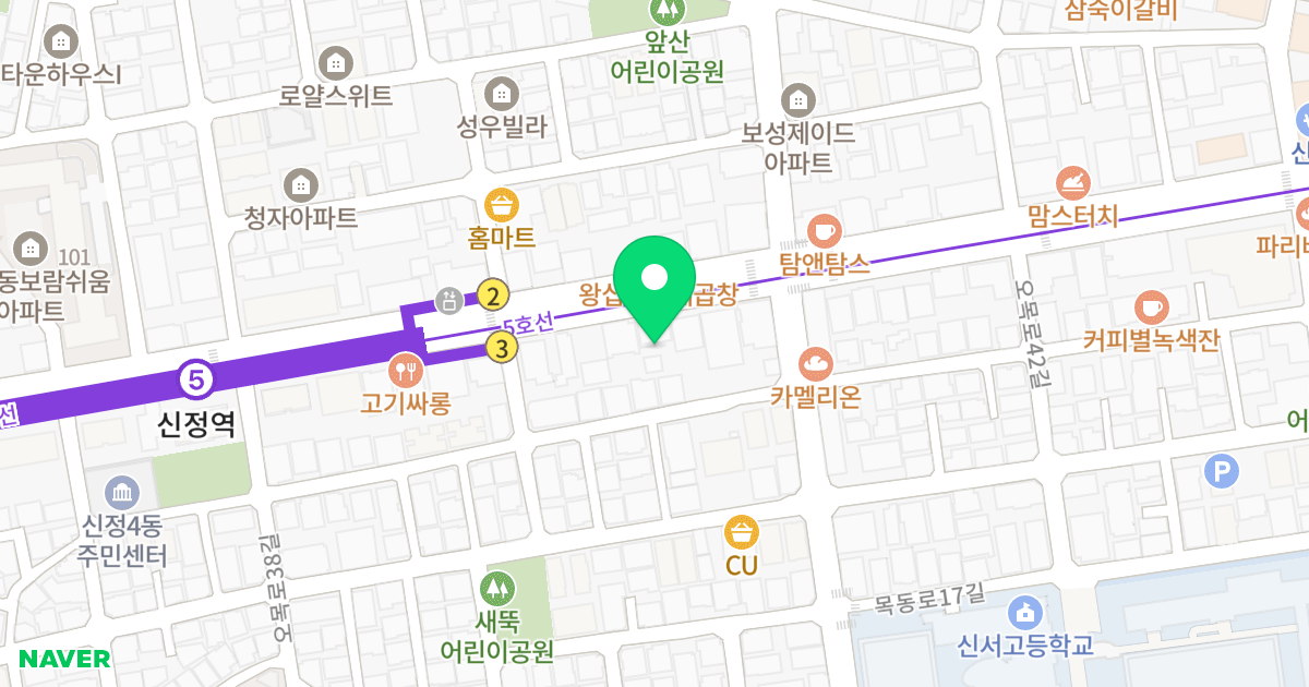 천우비지움오피스텔 위치 지도 - 서울특별시 서울특별시 양천구 신정동 953-5