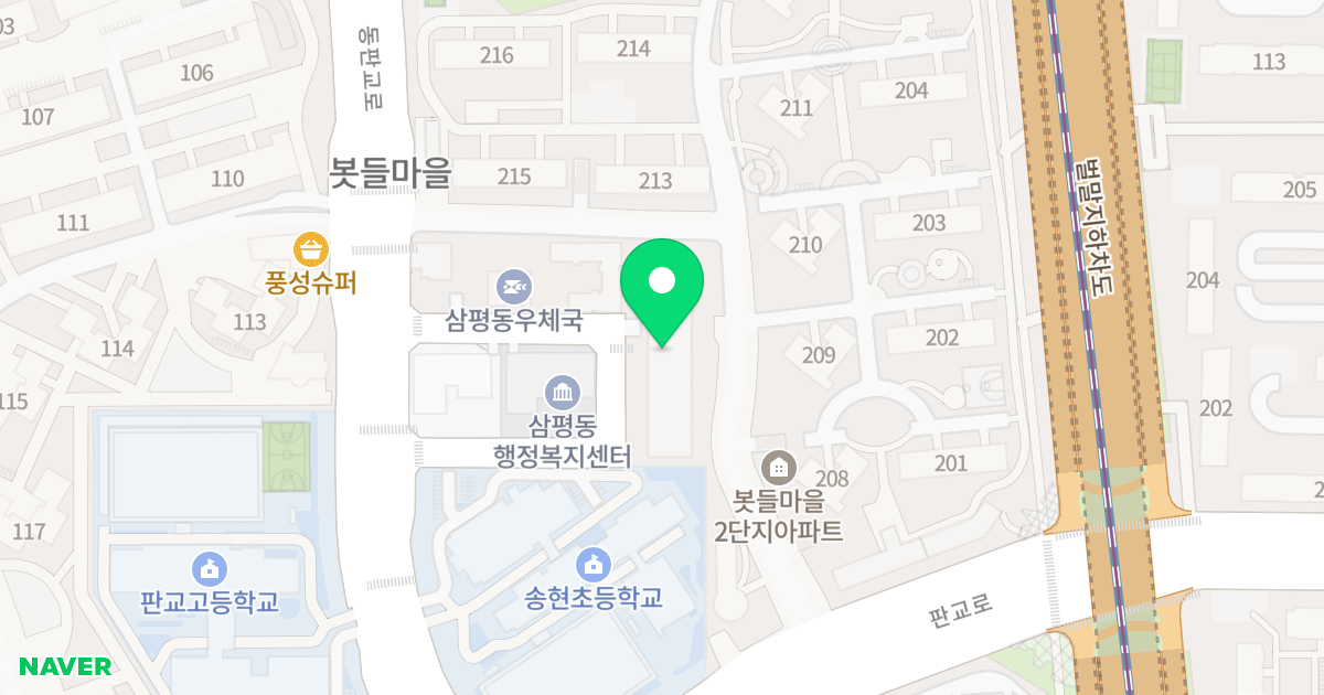 천석미래로 위치 지도 - 경기도 성남시 분당구 동판교로266번길 14