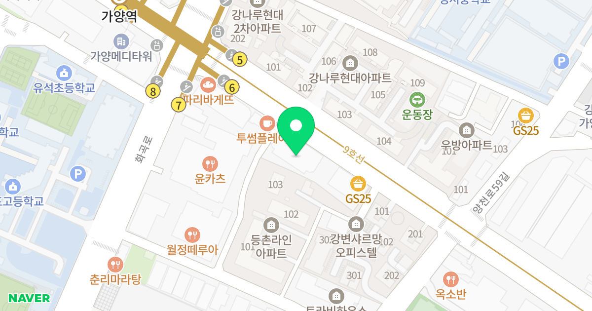 현대프린스텔 위치 지도 - 서울특별시 서울특별시 강서구 등촌동 628-13
