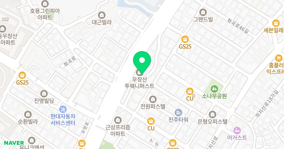 우장산투웨니퍼스트 위치 지도 - 서울특별시 서울특별시 강서구 화곡동 72-3