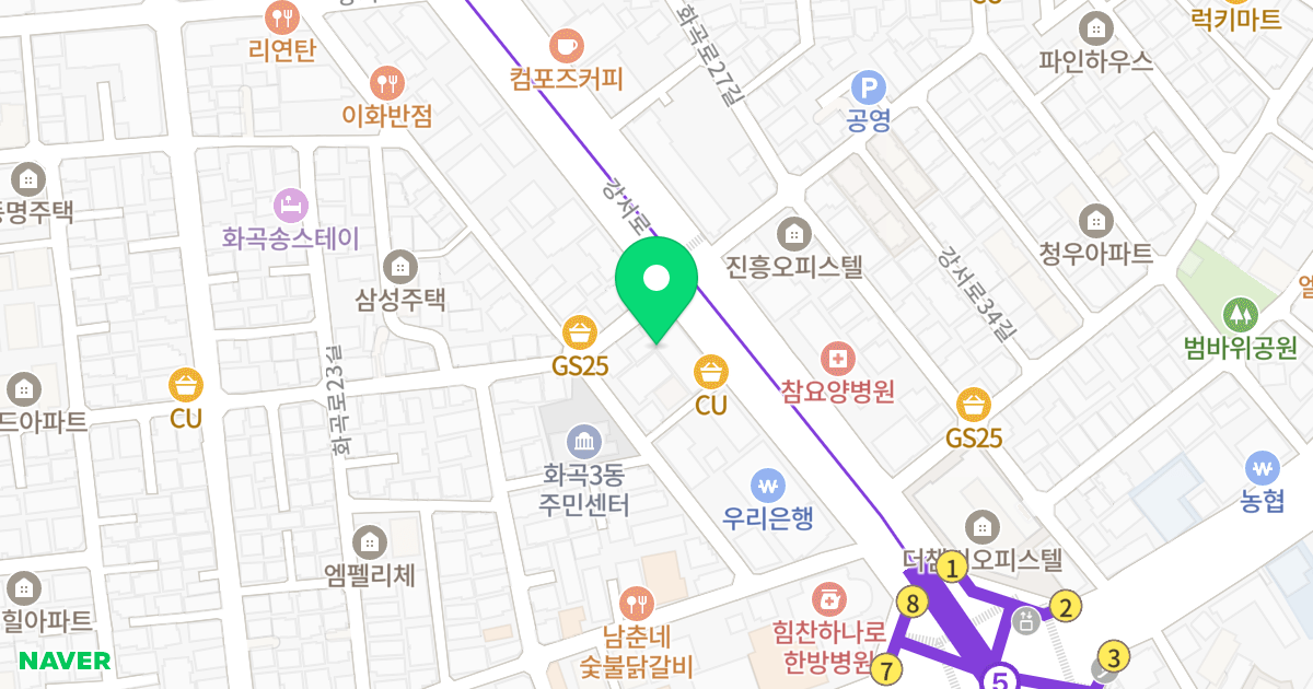경동엠파이어시티 101동 위치 지도 - 서울특별시 서울특별시 강서구 화곡동 1051-1