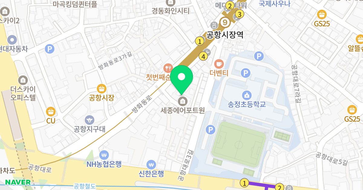 세종에어포트원 위치 지도 - 서울특별시 서울특별시 강서구 공항동 45-14