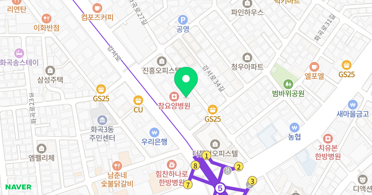 모닝스카이오피스텔 위치 지도 - 서울특별시 서울특별시 강서구 화곡동 1052-14