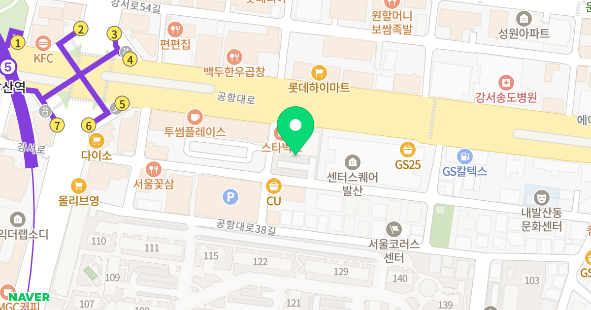 DH647 위치 지도 - 서울특별시 서울특별시 강서구 내발산동 647