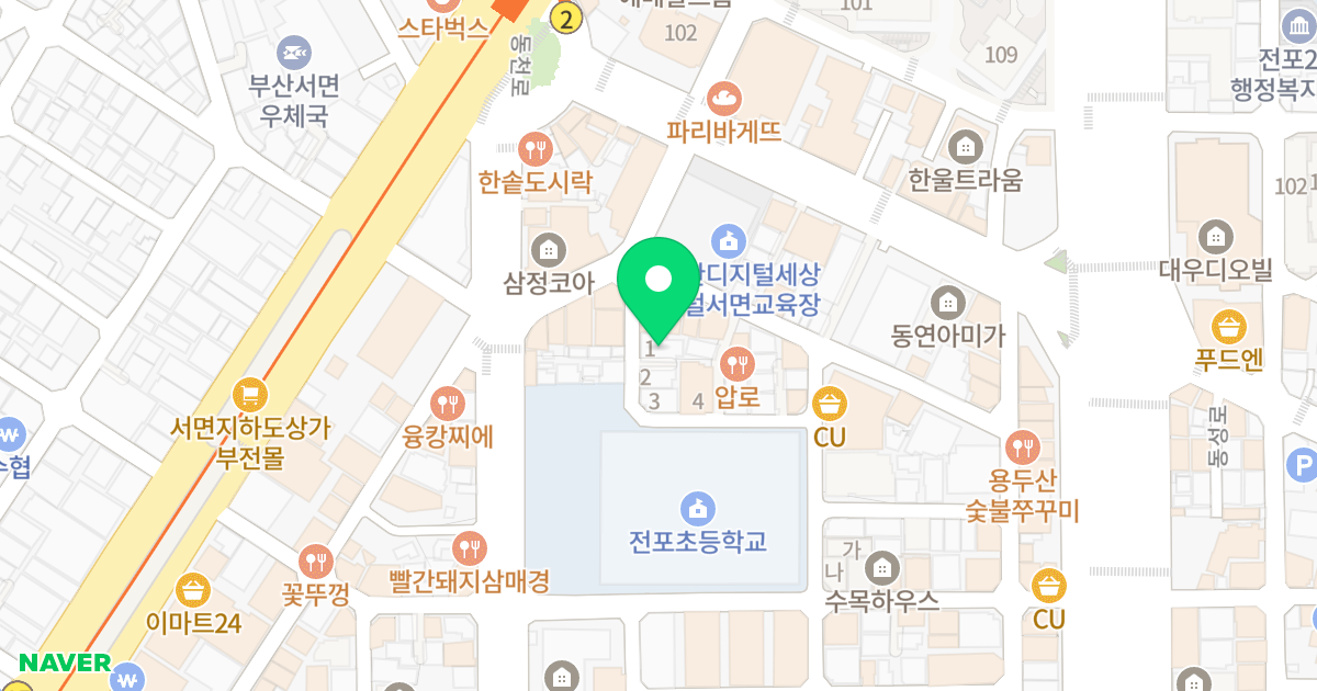 에비뉴엘1 위치 지도 - 부산광역시 부산진구 동천로132번길 12-7