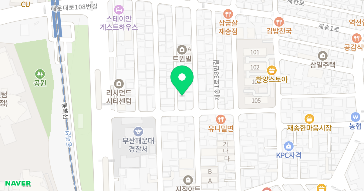 주안골드리치 위치 지도 - 부산광역시 해운대구 재송1로26번길 29