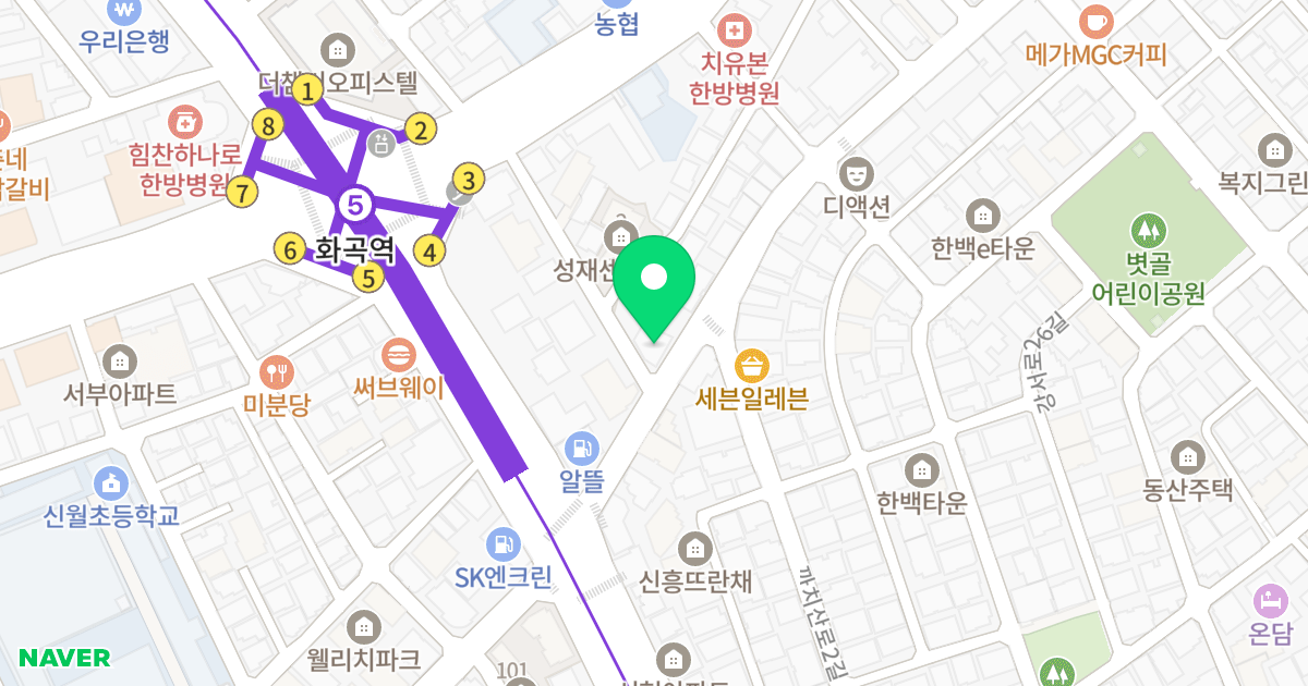 화신오피스텔 위치 지도 - 서울특별시 서울특별시 강서구 화곡동 105-398