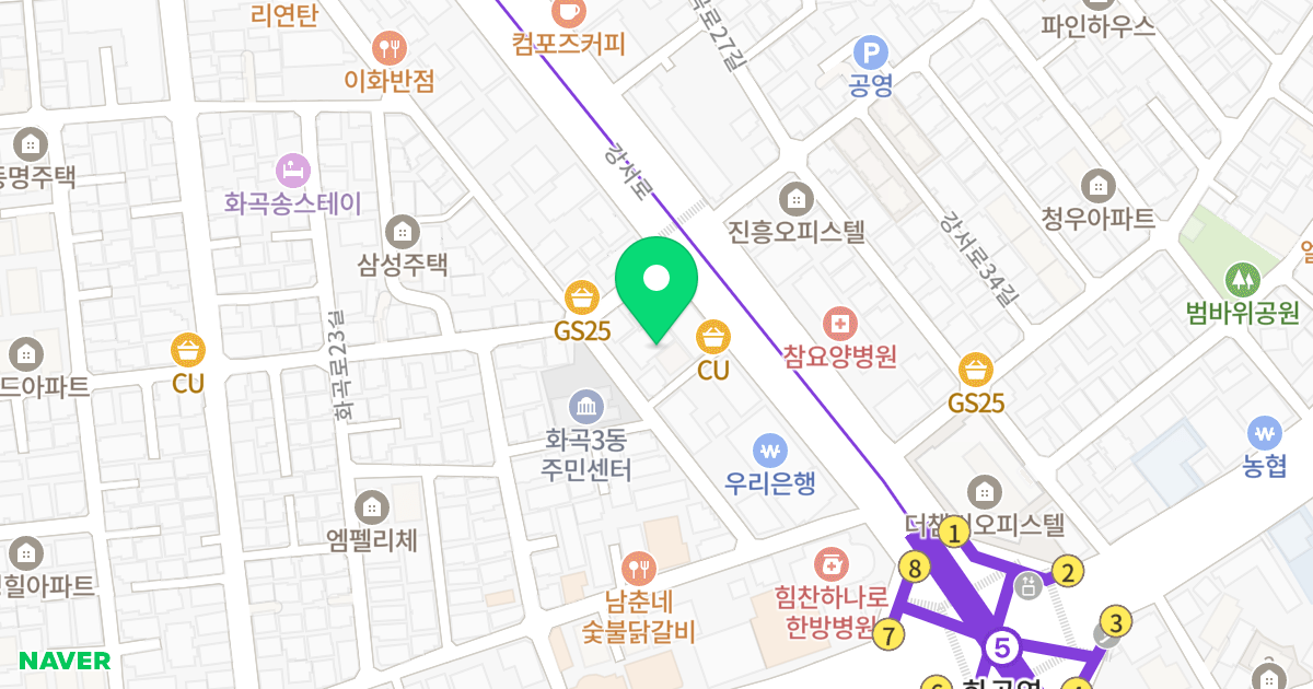 (1051-4) 위치 지도 - 서울특별시 서울특별시 강서구 화곡동 1051-4