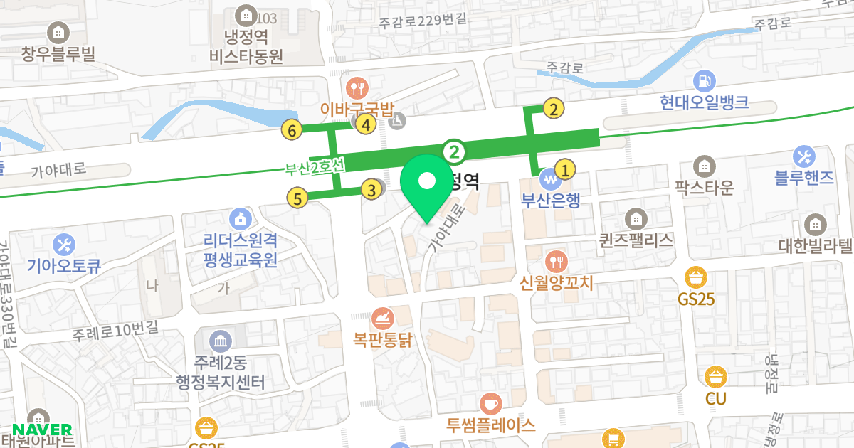 수목하우스 위치 지도 - 부산광역시 사상구 가야대로360번길 3