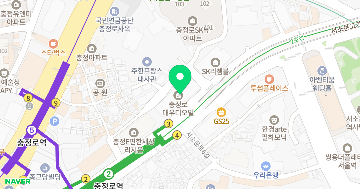 충정로대우디오빌 위치 지도 - 서울특별시 서대문구 서소문로 37
