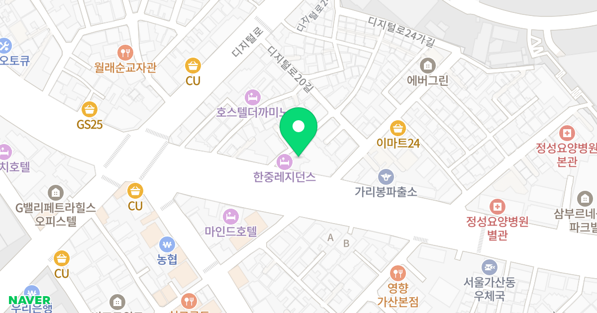 인화오벨리아 위치 지도 - 서울특별시 서울특별시 구로구 가리봉동 135-68