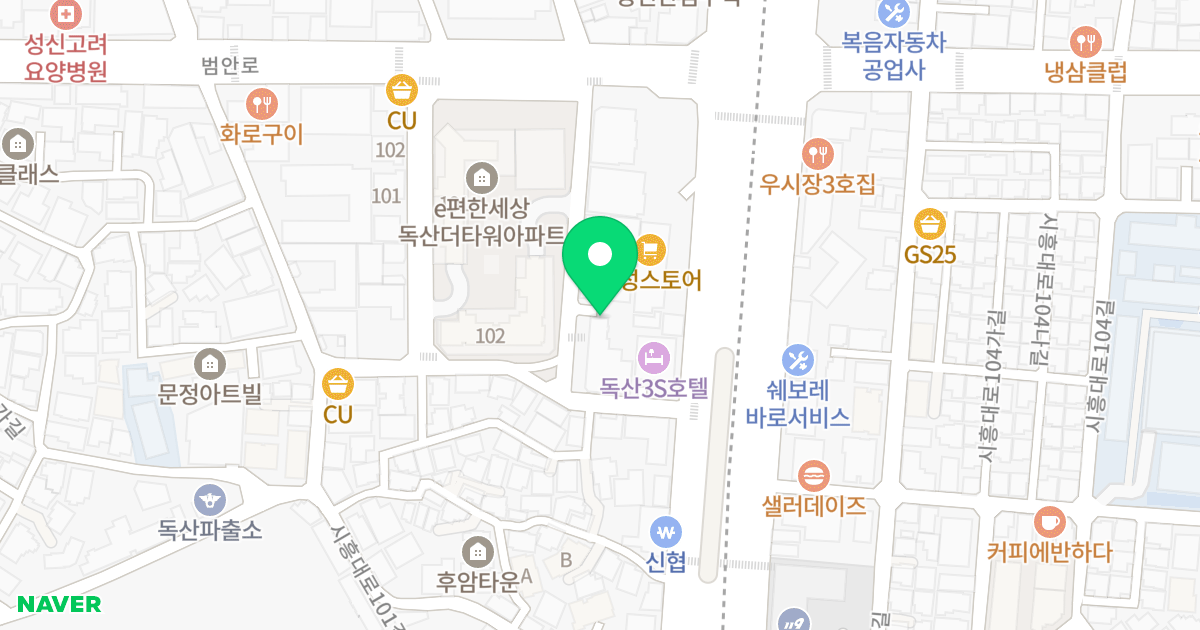 상떼빌 신독산역 위치 지도 - 서울특별시 서울특별시 금천구 독산동 1008-11