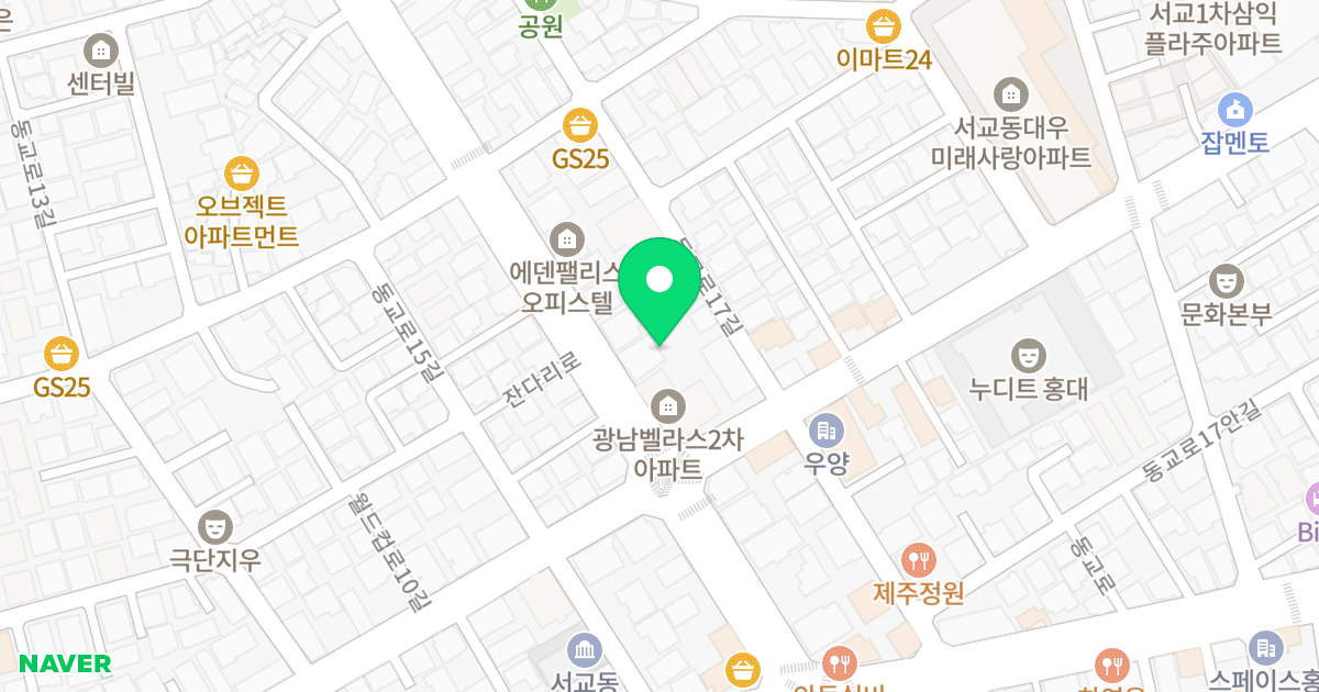 엘리트오피스텔 위치 지도 - 서울특별시 마포구 잔다리로 102