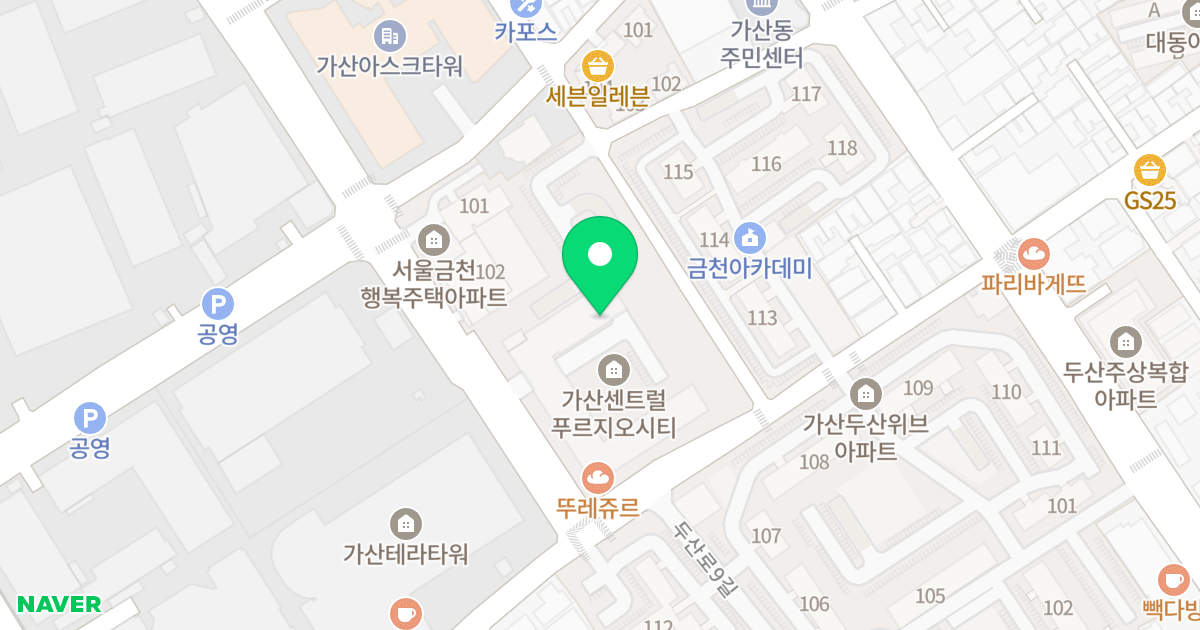 가산센트럴 푸르지오시티 위치 지도 - 서울특별시 서울특별시 금천구 가산동 233-5