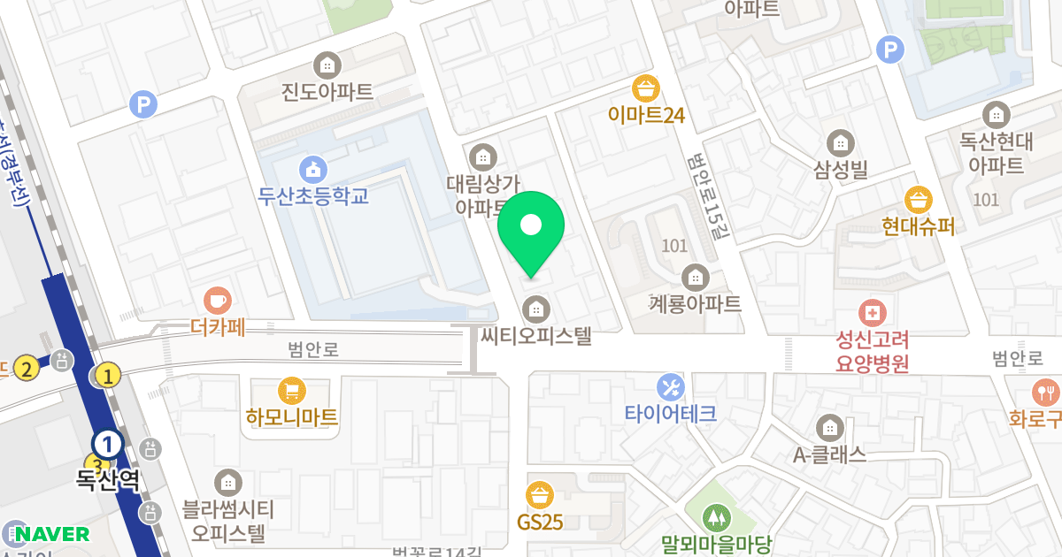명남 아크로타워 1 위치 지도 - 서울특별시 서울특별시 금천구 독산동 332-25