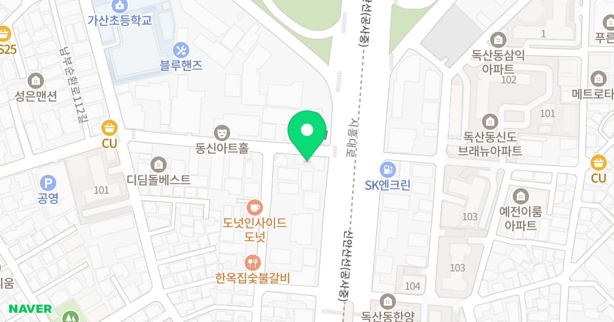 한영솔레이유시티 위치 지도 - 서울특별시 서울특별시 금천구 독산동 145-2