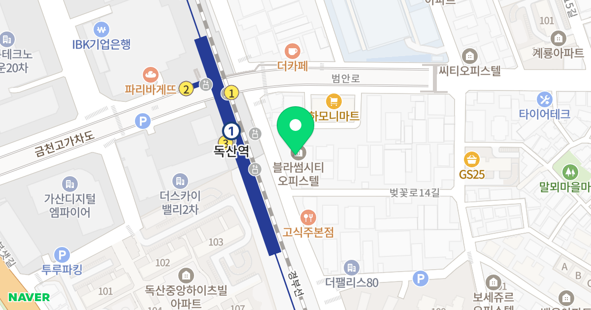 블라썸시티 위치 지도 - 서울특별시 서울특별시 금천구 독산동 1003-19