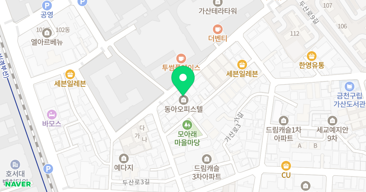 동아오피스텔 위치 지도 - 서울특별시 서울특별시 금천구 가산동 237-16