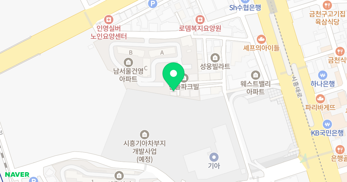 산들파크빌5 위치 지도 - 서울특별시 서울특별시 금천구 시흥동 992-65