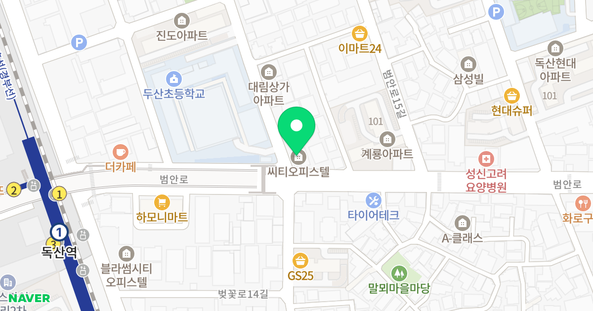 씨티오피스텔 위치 지도 - 서울특별시 서울특별시 금천구 독산동 332-24