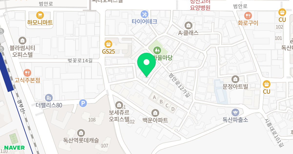 더시크릿독산 위치 지도 - 서울특별시 서울특별시 금천구 독산동 1006-124