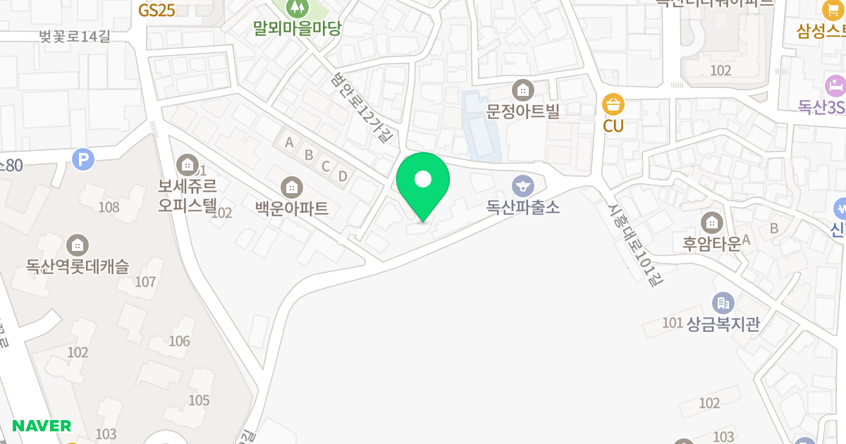 채움하우스 위치 지도 - 서울특별시 서울특별시 금천구 독산동 1006-100