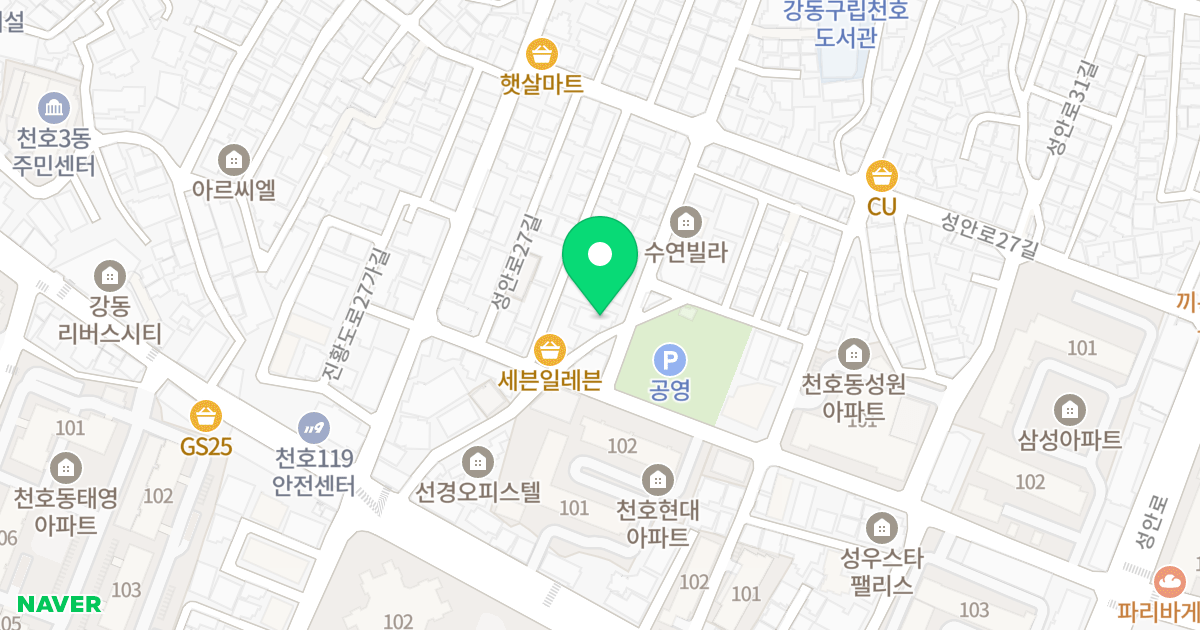 더존캐슬 위치 지도 - 서울특별시 강동구 진황도로29길 27