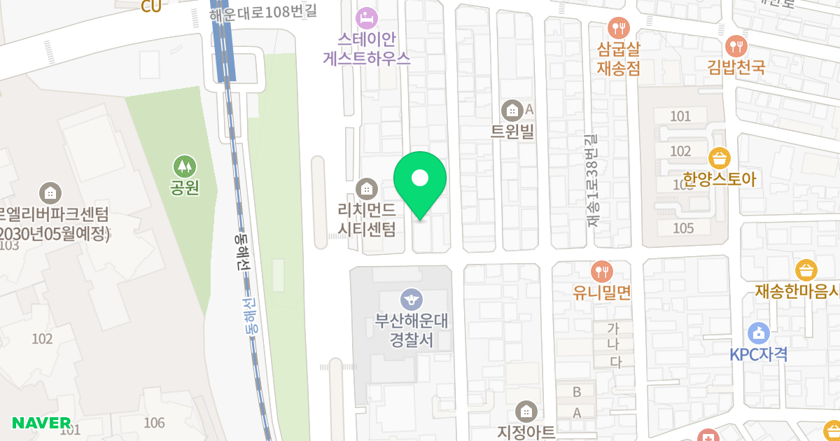 센텀뫼비우스 위치 지도 - 부산광역시 해운대구 재송1로14번길 33
