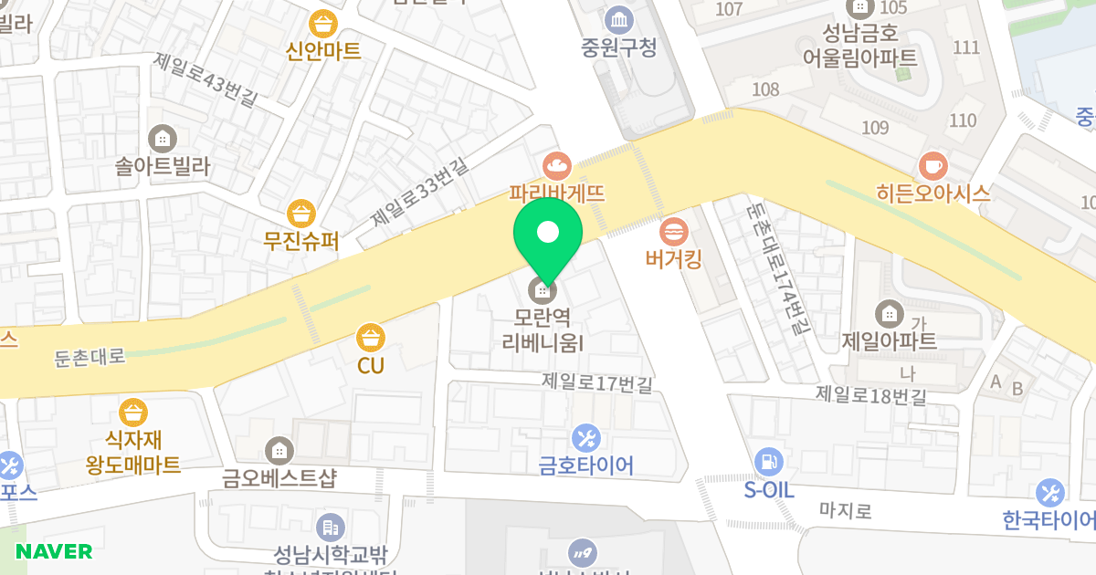 모란역리베니움I 위치 지도 - 경기도 성남시 중원구 둔촌대로 160