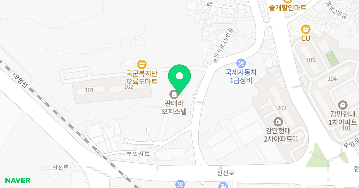 판테라오피스텔 위치 지도 - 부산광역시 남구 무민사로 13