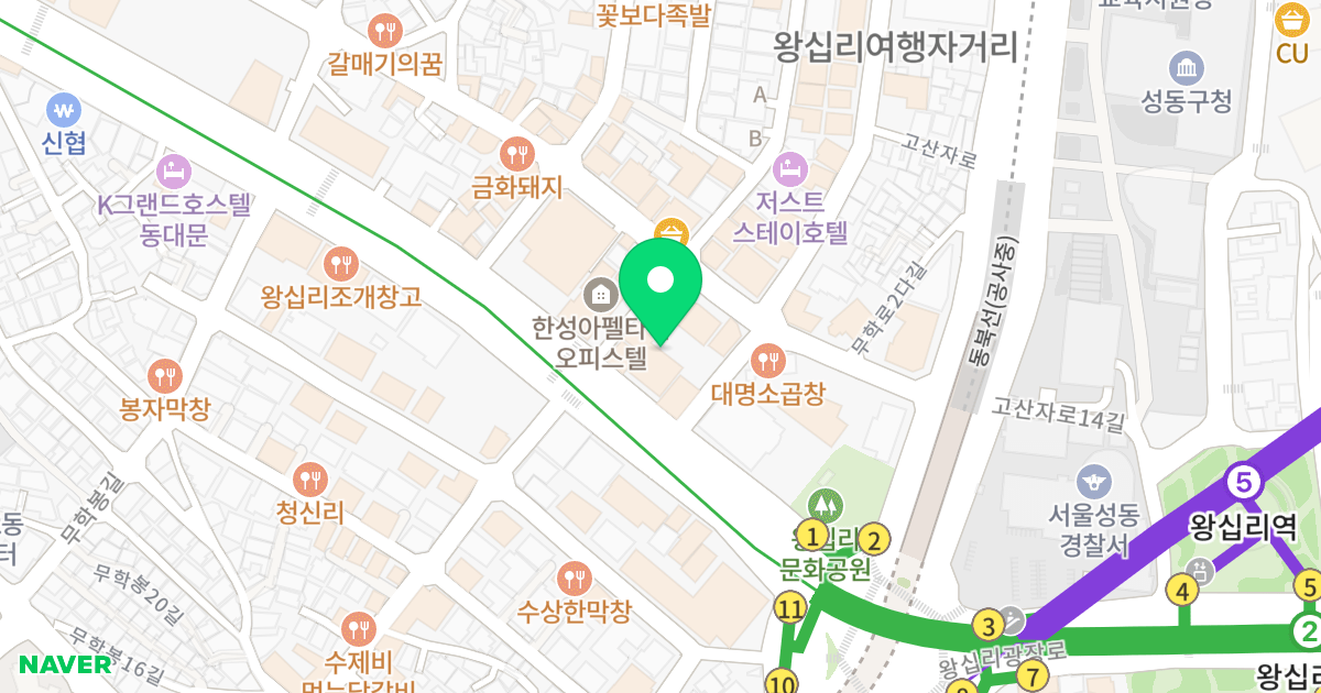 W에비뉴타워 위치 지도 - 서울특별시 성동구 왕십리로 320