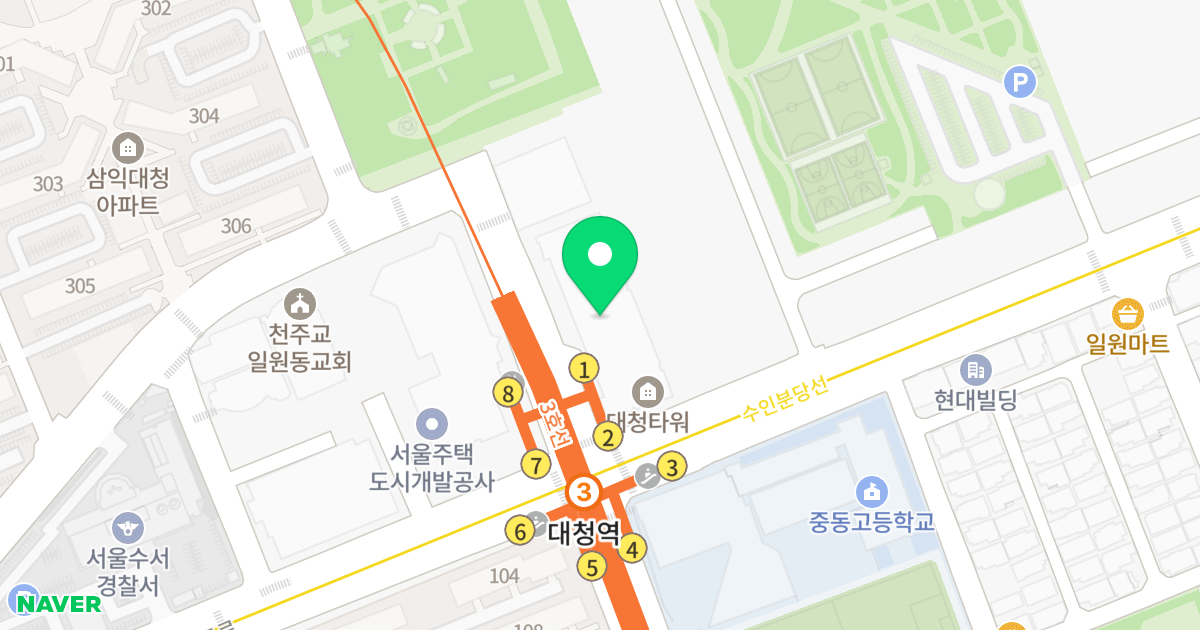 대청타워 위치 지도 - 서울특별시 강남구 개포로 623