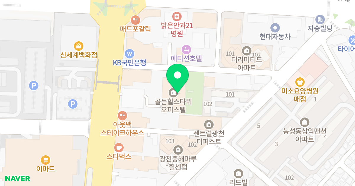 골든힐스타워 위치 지도 - 광주광역시 서구 죽봉대로78번길 10
