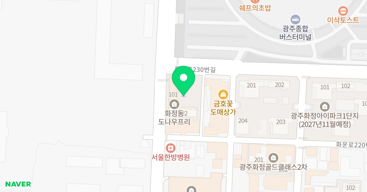화정동도나우프리아파트 위치 지도 - 광주광역시 서구 화운로 224