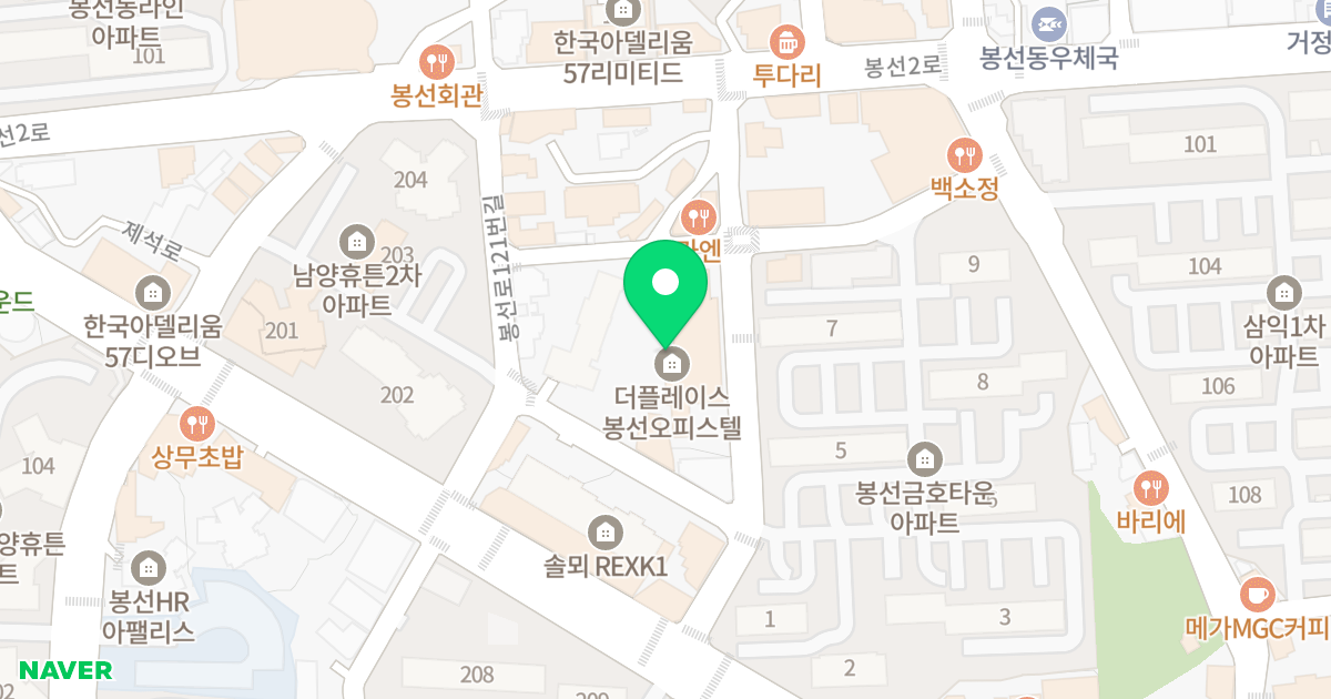더플레이스 봉선 위치 지도 - 광주광역시 남구 봉선로133번길 15